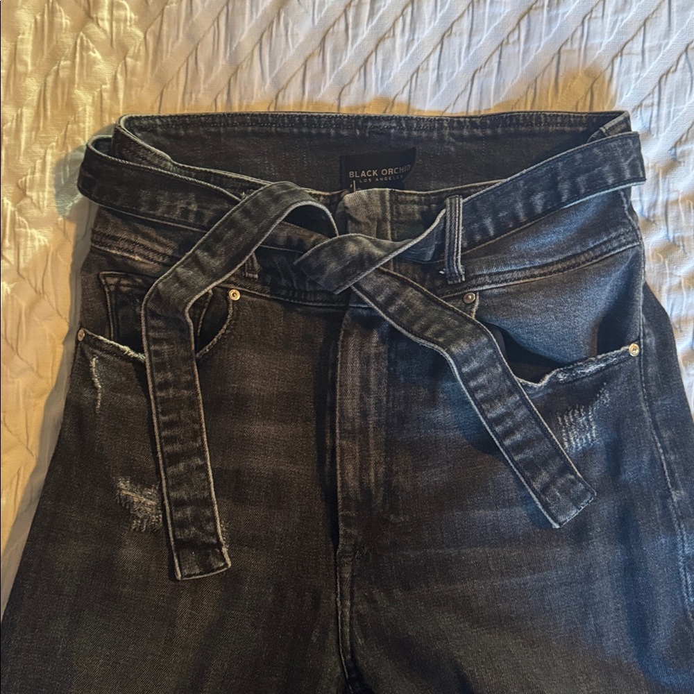 Black Orchid Belted High Rise Skinny Jeans Pants